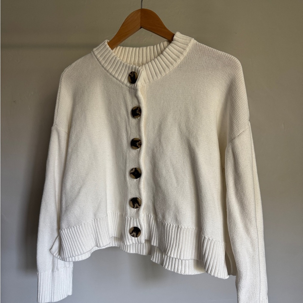 Quince: Women’s 100% Cotton Cropped Cardigan in Ivory (Size M)